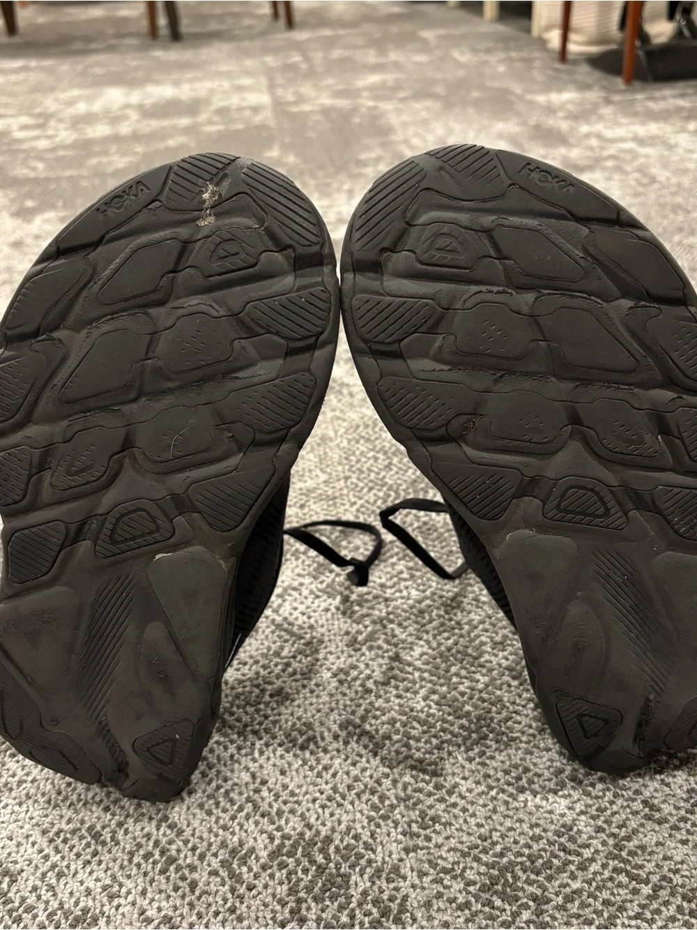 Hoka One Black Athletic Running Shoes with Reflective Accents